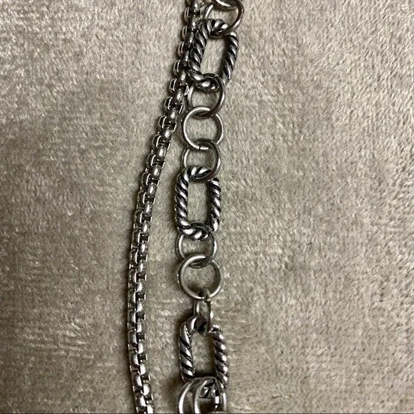 3-strand Silver tone Link chain with Faux Pearls - up to 20” - Picture 6 of 9